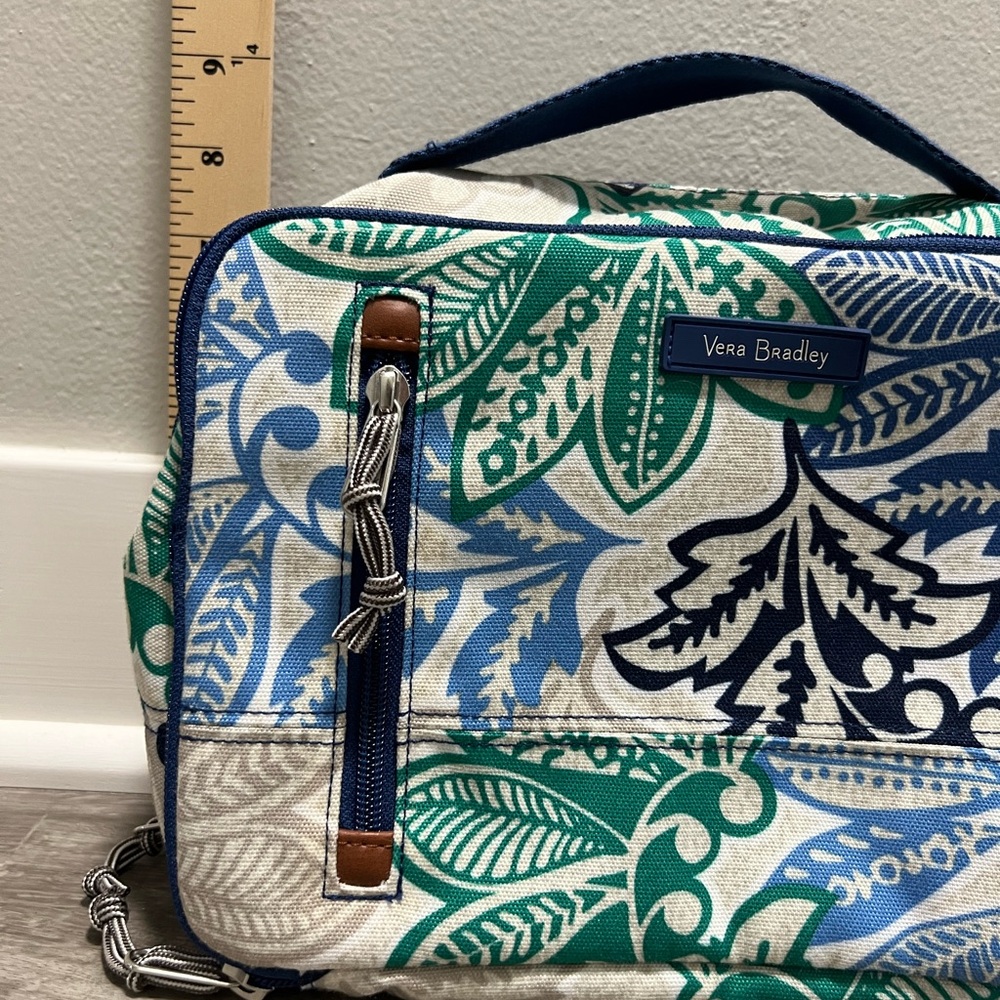 Vera Bradley Green and Blue Leaf Pattern Cosmetic/Organizer Bag - Picture 3 of 7